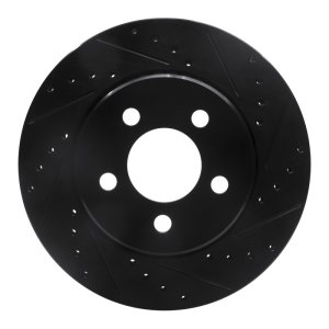 Dodge Nitro Brake Rotor (1) - Front Right - R1 Concepts - Drilled & Slotted - Black - `07-`12